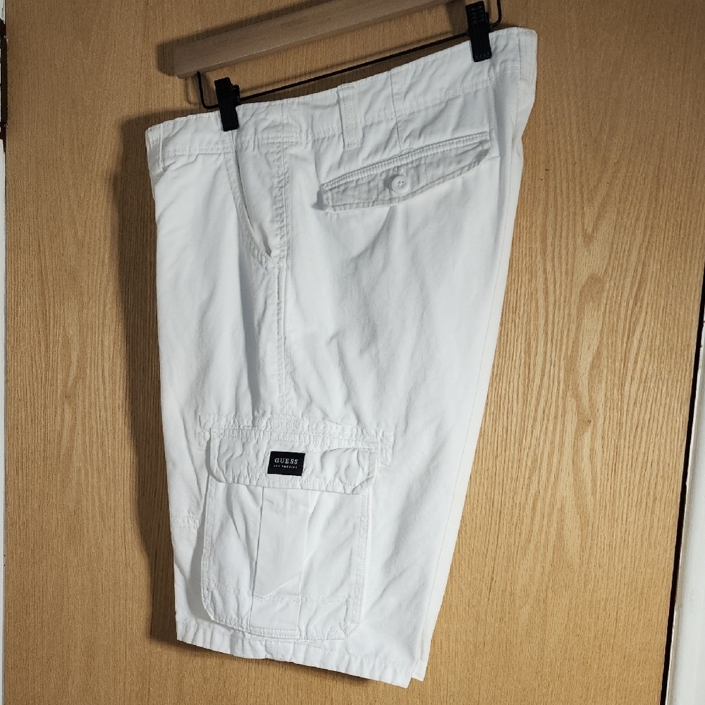 Guess White Cargo Shorts for Men